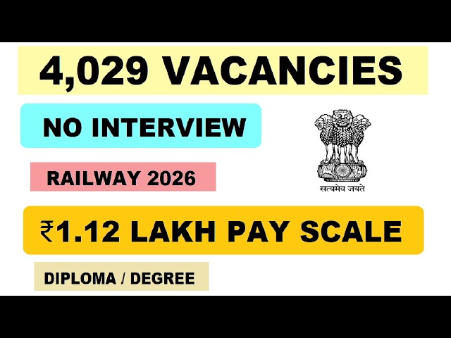 🚆 4,029 Railway Govt Jobs 🔥 No Interview | ₹1.12 Lakh Pay Scale | Diploma/Degree Apply | RRB 2026