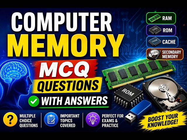 Computer Memory MCQ Questions with Answers | RAM, ROM, Cache Explained | Exam Practice