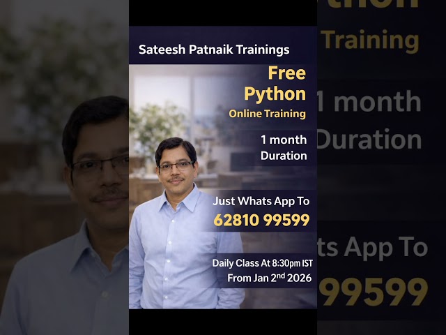 Free Python Training for Beginners | Daily Live Classes| Daily Class @ 8:30 PM IST | 1-Month Course
