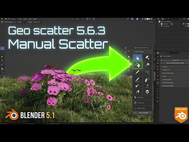Blender 5.1 & Geo-Scatter 5.6.3: NEW Manual Scatter Tool Explained! 🌿