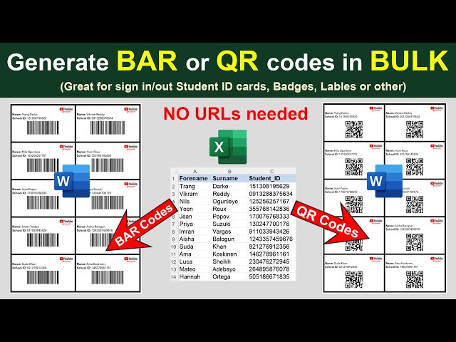 Barcodes & QR codes merge from Excel to Word (Full Tutorial) - Batch generate ID cards