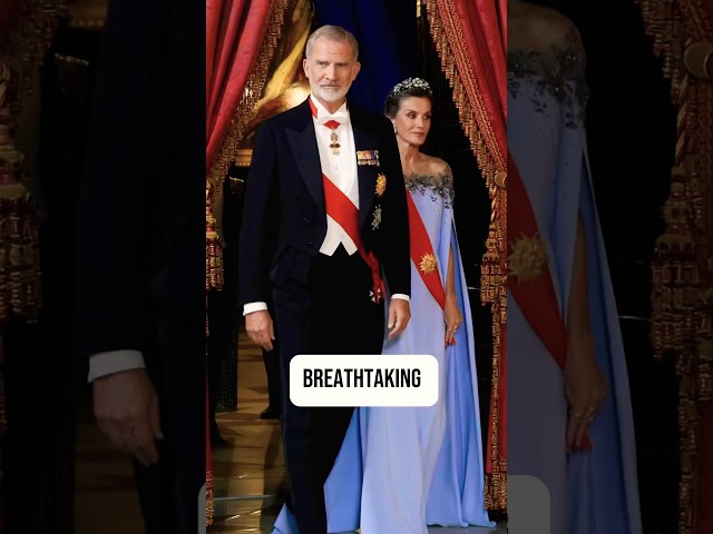👑The Unmatched Royal Aura: King Felipe VI and Queen Letizia Welcome the French Presidential Couple