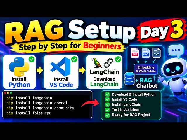 RAG Setup Day 3 🔥 Install Python, VS Code & LangChain  Beginner Tutorial