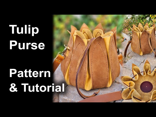 How to Make a Tulip Purse with Leather - Leather Flower Bag Pattern and Tutorial - DIY PDF pattern