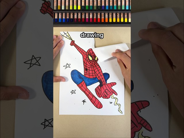 I GAVE MY OLD SPIDER-MAN DRAWING A GLOW UP?!✨❤️🕷️ #art #drawing #spiderman #shorts