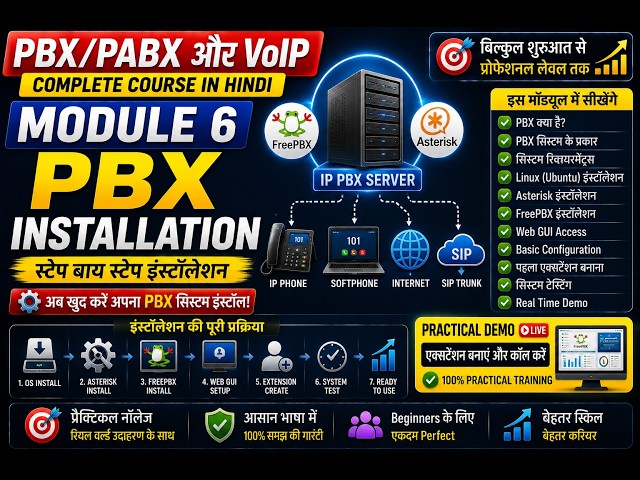 PBX Course in Hindi Module 6: PBX Installation Step-by-Step | FreePBX & Asterisk Installation