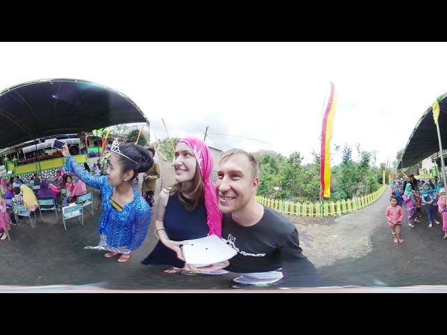 Local holiday  Indonesian village near Yogyakarta 360 VR Video