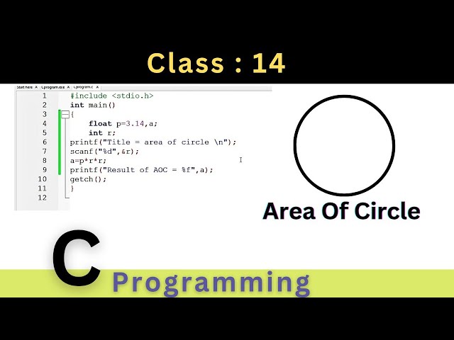 Area Of Circle : C Programming | Coding | Code Blocks