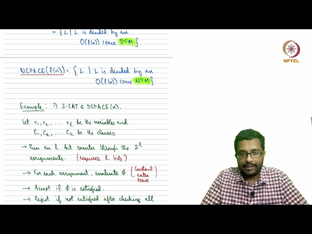 Space Complexity and its Complexity Classes #CH30SP #swayamprabha