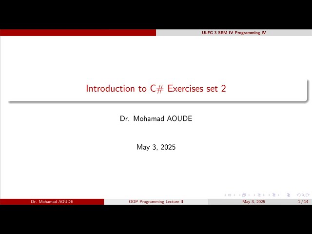 Object-Oriented programming (C#) lecture 02 arrays exercises
