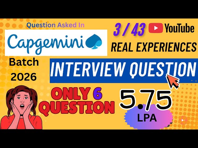 Only 6 Questions in Capgemini Interview 😱 | 5.75 LPA | Real Fresher Experience 2026