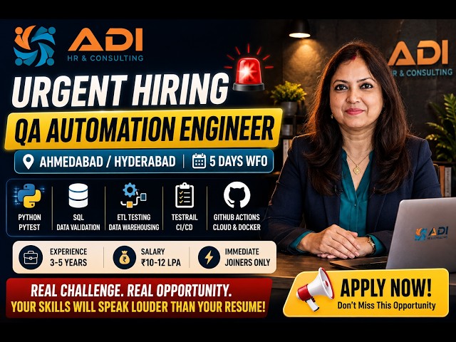 QA Automation Engineer | Ahmedabad / Hyderabad | 5 Days WFO