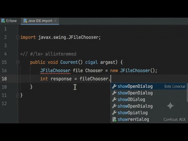 Open file dialogue using java Programming by AI 