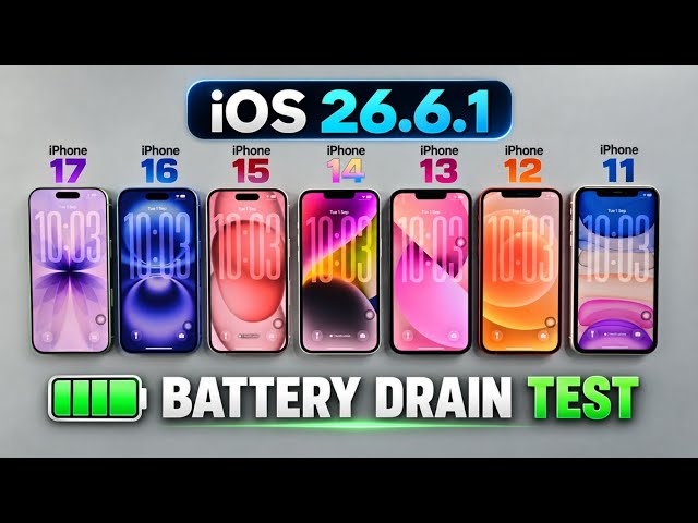 iPhone 17 vs 16 vs 15 vs 14 vs 13 vs 12 vs 11 - iOS 26.6.1 Battery Drain Test 🔥