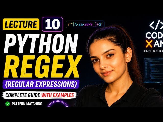 Python Regex (Regular Expressions) Tutorial in Hindi | Pattern Matching, re Module  | Lecture 10