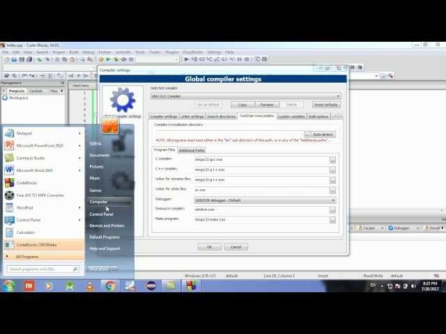 Unable to build a program in Codeblocks Solution