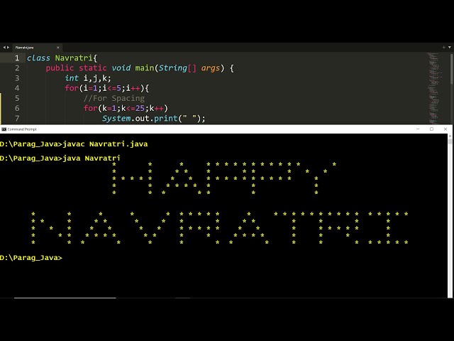 Java - Print Happy Navratri Pattern using Nested Loops