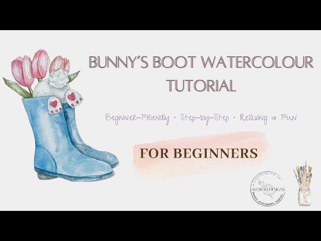 Watercolor Bunny in a Rain Boot | Easy Spring Tutorial for Beginners! Tulip paintings