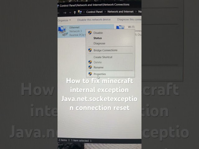 How to fix minecraft internal exception Java.net.socketexception connection reset