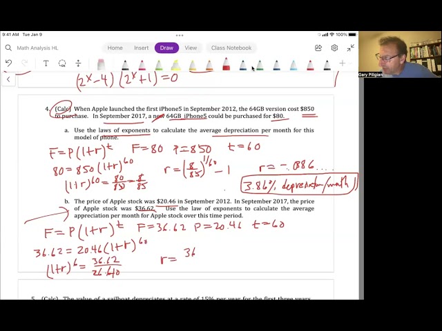 Math Analysis HL Unit 11 Video 3: Exponent rules Classwork Problems 1 - 5 (Chapter 7 2A)