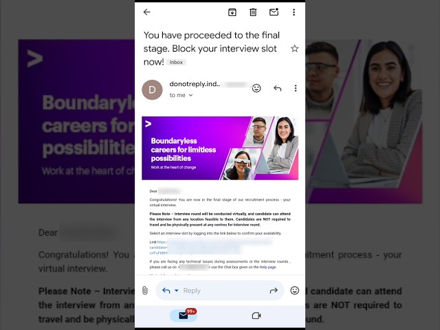 Accenture interview mail & block your interview slot #accenture #interview #accentureoffcampus #top