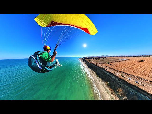 Great #paragliding  flight in slow winds, over the Black Sea in Bulgaria. #Insta360LeicaAwards