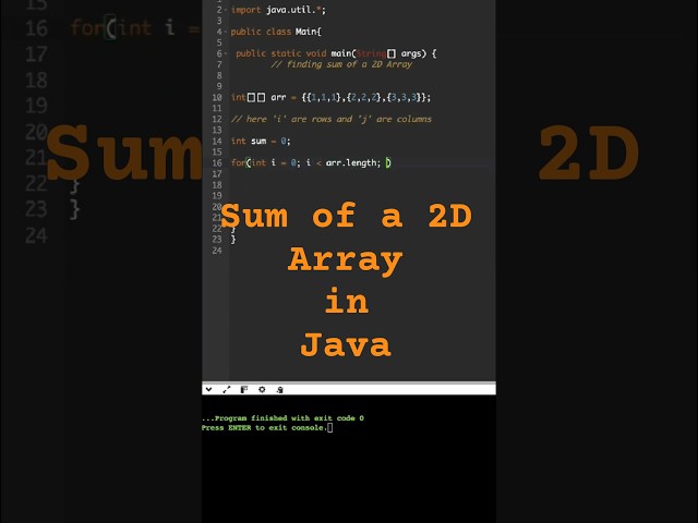 Sum of a 2D Array #arrays #twodimensionalarrays #codingforbeginners #coding #javaforbeginners #java
