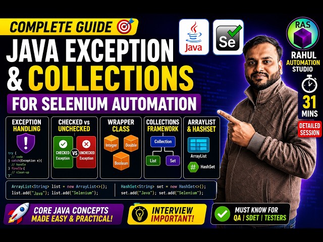 Java Exception Handling & Collections in Selenium Java | Checked vs Unchecked | ArrayList & HashSet