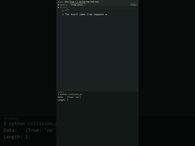 Why {True: 1, 1: 2} Only Has ONE Key in Python! 🤯 #python #programming #coding #developer