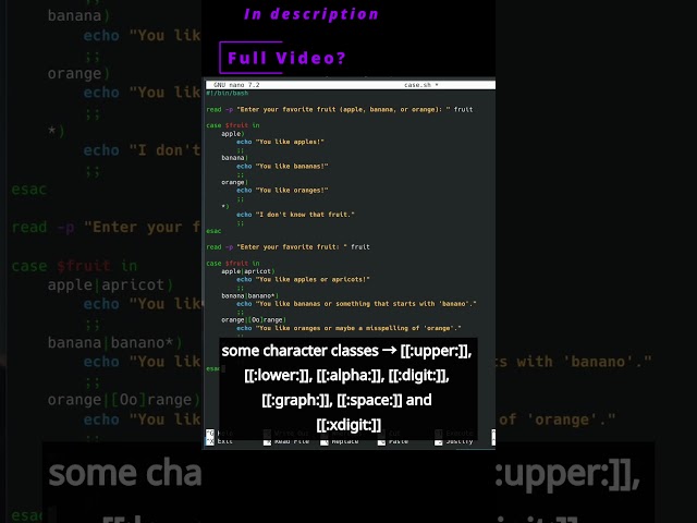 🐧 Linux CLI 63b 🐧 case command and patterns 🐧 #linux #shell #cli #konsole #ubuntu #fedora #opensuse