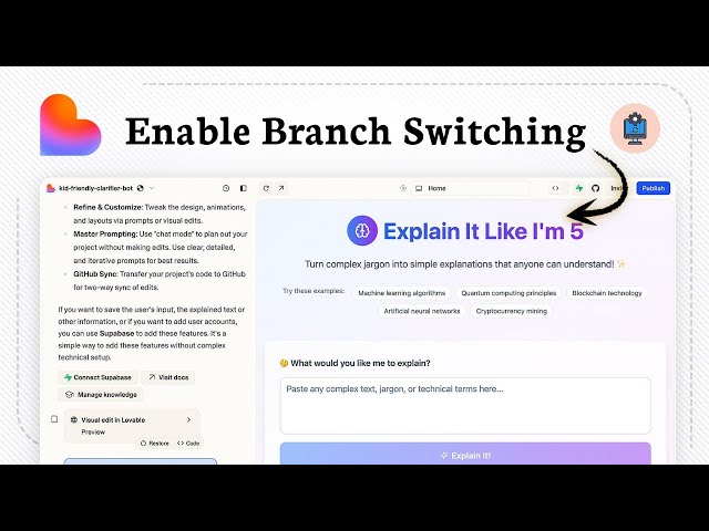 How to turn on GitHub branch switching in Lovable AI