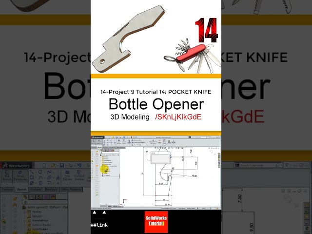 14- 3D Draft | Pocket Knife |:Bottle Opener #3d #solidworks #tutorial #cad #drawing #engineering