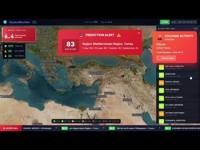 LIVE : Real-Time Earthquake & Volcano Monitoring Dashboard