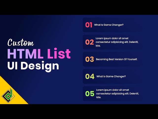 Custom HTML List UI Design | CSS Gradient Counter List