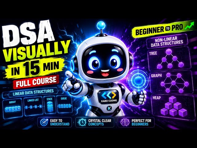 🔥 DSA in 15 Minutes 🚀 Full Visual Course | Zero to Interview Ready (Arrays to Graphs)