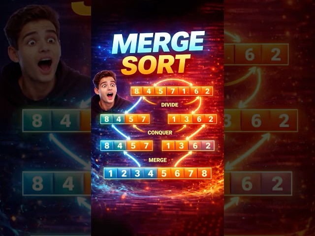 Fast and Efficient Merge Sort Explained #shorts #youtubeshorts #viral #coding