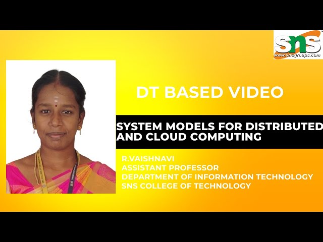 DT Based Video-Distributed System models  l Cloud Computing and its Applications l SNS INSTITUTIONS