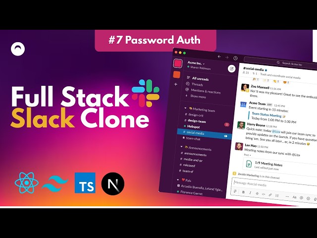 Build a Full Stack Realtime Slack Clone w/Nextjs, React and TailwindCSS | #7 Convex Password Auth