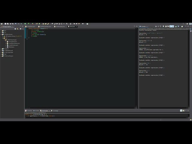 Enhance Postfix Expressions Evaluator using Stacks