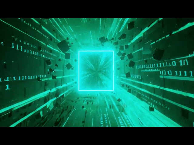 Futuristic Cyan Data Portal Tunnel Binary Code Fragments Seamless Motion Background Video Loop 4K