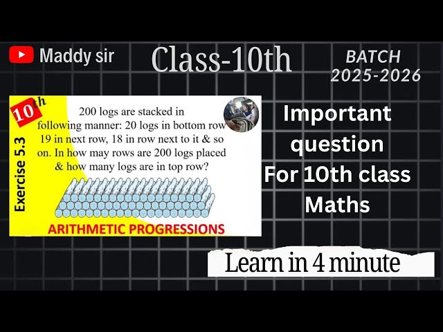 ARITHMETIC PROGRESSIONS|IMPORTANT WORD PROBLEM|EX:5.3|QNS:19#class10maths #maths #mathematicclass10