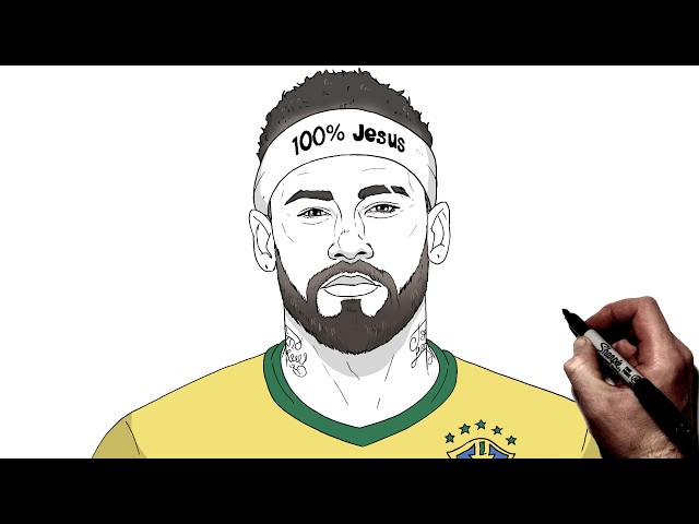 How To Draw Neymar 100% Jesus | Step By Step | Football / Soccer