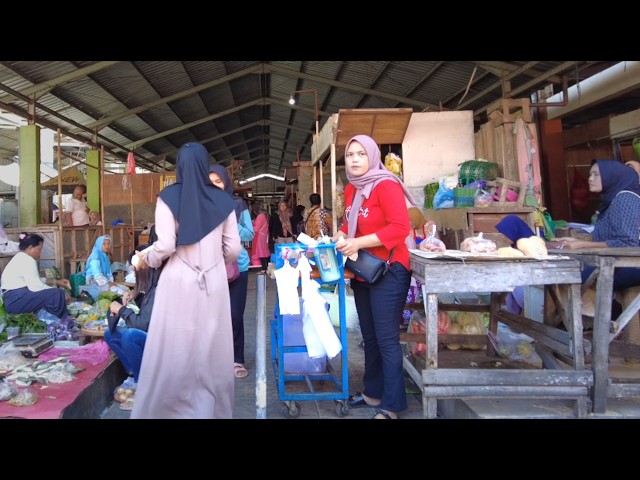 Morning Walk in Indonesian Traditional Market at Central Java Province 