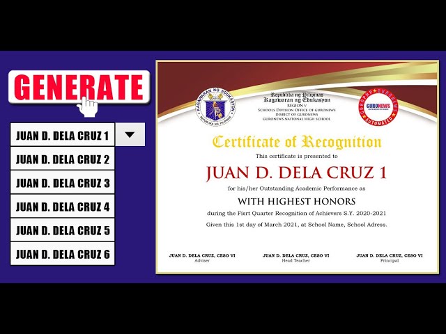 Portable Certificate Generator for Recognition