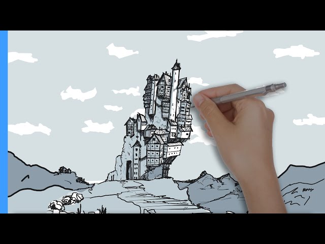 Satisfying Sketching Timelapse 4k - Fantasy Architecture