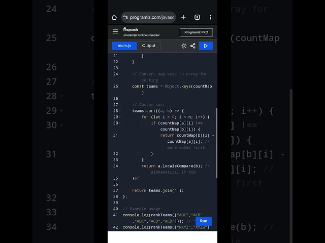 Rank Teams by Votes | JavaScript Coding Interview Question | LeetCode Solution