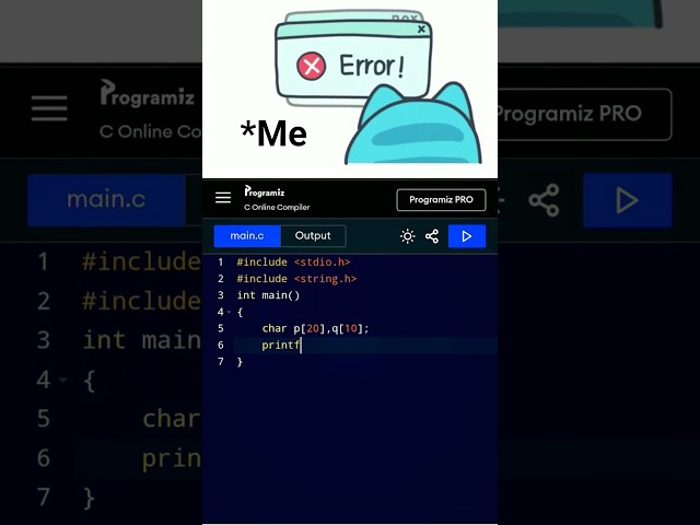 ‼️STRING (ARRAY ) IN C ?! | #shorts #cartoon