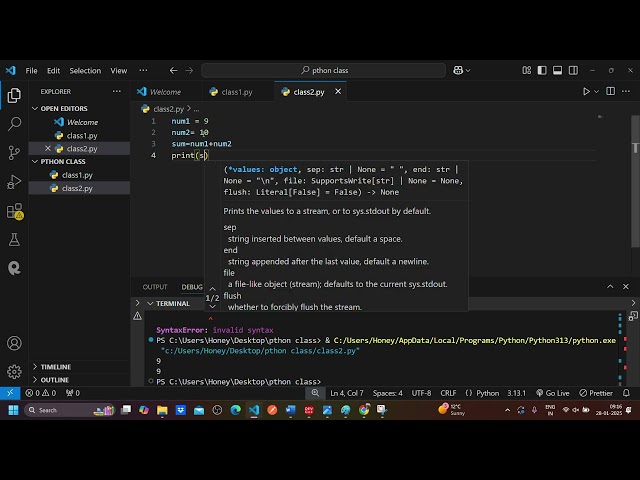 Python  |Class-2 |Variables, Arithmetic Operators & Simple Calculator | #PythonTutorial #LearnPython