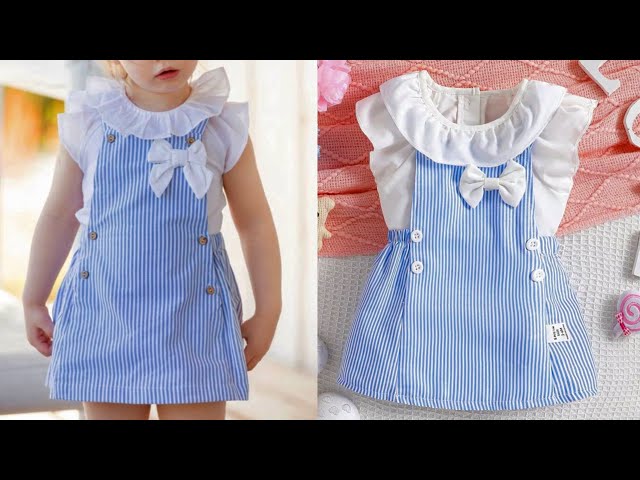 Cute Baby Pinafore Dress Cutting & Stitching | Suspender Skirt with Bow Design | DIY Baby Outfit