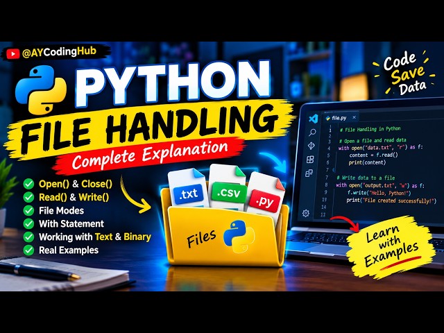 Python File Handling Explained 🔥 | Read, Write, Open, Close & File Modes | Complete Tutorial